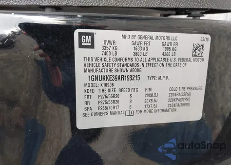 2010 Chevrolet Suburban 1500 Ltz from USA, damaged, VIN 1GNUKKE39AR193215